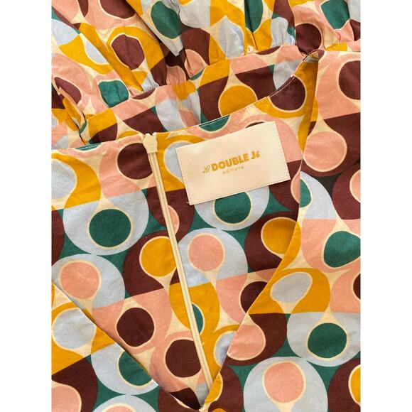 LA DOUBLE J Honeybun Cotton Poplin Mini Ruffle Flare Resort Dress Gumball Print - Picture 15 of 16